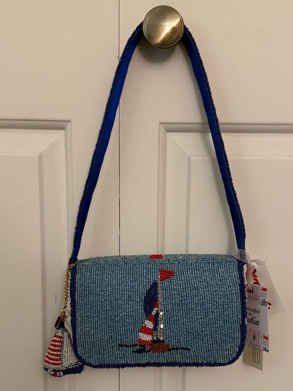 New Release India Beaded Bag Sailboats with Sailboat Bag Charm - Picture 4 of 11